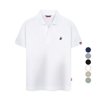 BEVERLY HILLS POLO CLUB 比佛利保羅 中性款Logo刺繡彈力短袖polo衫 CPX0T01, 白色
