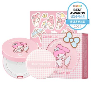 그린핑거 촉촉 선팩트 소프트 블록 마이멜로디 에디션 SPF 50+ PA++++ + 스티커 세트, 16g, 1개