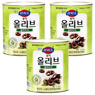 동서 리치스 슬라이스 블랙 올리브, 3kg, 3개