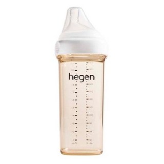 hegen 金色奇蹟 PPSU 多功能方圓型寬口奶瓶, 寶寶不易混淆, 超柔軟奶嘴, 單手開關專利技術, 透明色, 330ml, 1個