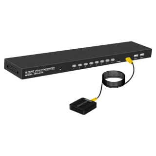 8路USB/VGA KVM切換器 附有線/無線雙遙控 支援1920x1080解析度 8埠電腦切換器, 單一商品, 1個