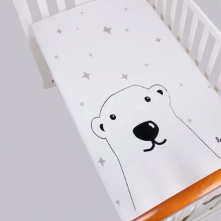 muslin tree 北歐純棉幼兒床包 140 x 70 x 15cm 北極熊 可愛圖案 親膚透氣 嬰兒床包, 1入
