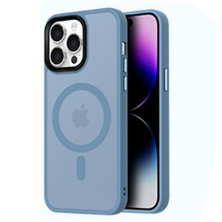 理享家 馬卡龍磨砂磁吸magsafe手機保護殼 iPhone 14 Pro Max 遠峰藍