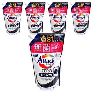 Attack 一匙靈 zero 洗衣精 滾筒式, 專業洗衣分解頑固髒污, 全方位清潔新選擇, 特大810g, ZERO洗淨技術, 810g, 5個