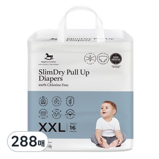 애플크럼비 프리미엄 슬림 팬티형 기저귀 남녀공용, 점보형(2XL), 288매
