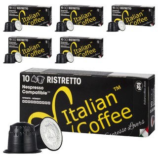 ItalianCoffee Ristretto義式濃縮咖啡膠囊 適用Nespresso咖啡機, 5.5g, 10顆, 6盒