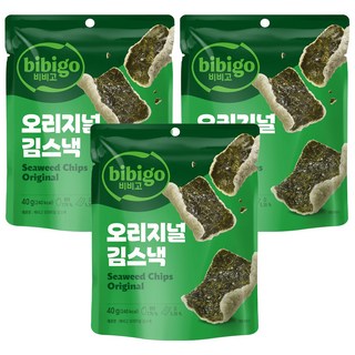 비비고 김스낵 칩 오리지널, 40g, 3개