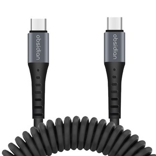 옵시디언 차량용 USB C to C 스프링 코일 초고속 충전 케이블 60W 3A, 70cm, 1개 안드로이드오토전용케이블 옵시디언 차량용 USB C to C 스프링 코일 초고속 충전 케이블 60W 3A, 70cm, 1개 안드로이드오토전용케이블