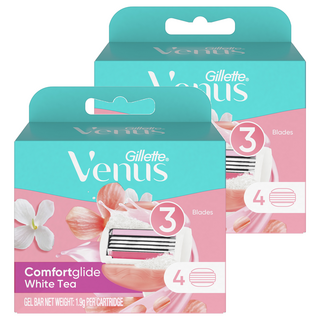 질레트 비너스 컴포트 글라이드 화이트티 여성용 면도기 면도날4입, 4개입, 2개