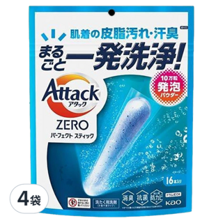 Attack ZERO 極效洗衣霸, 16顆, 4袋