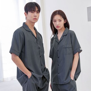 도씨 커플용 냉감 실크핏 반팔 긴바지 잠옷 상하의 세트