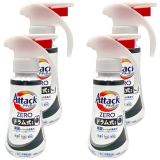 Attack 一匙靈 zero洗衣精 滾筒用 按壓式, 無髒污/無異味/無殘留, 高效潔淨力, 400g, 4瓶