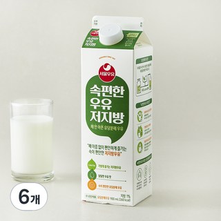 서울우유 속편한 우유 저지방, 900ml, 6개