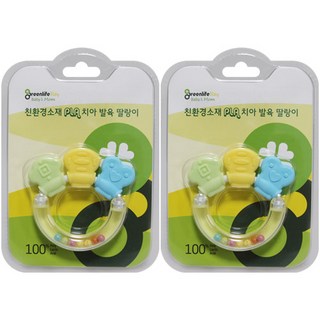 그린라이프 회전딸랑이겸치발기 2개, 2단계(4~6개월), 혼합 색상
