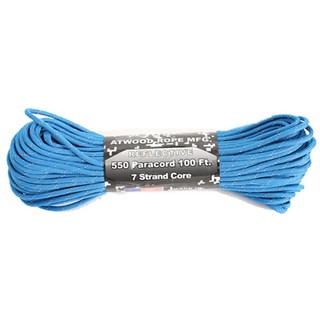 ATWOOD ROPE MFG 550 Paracord 100 英尺降落傘反光攀岩繩, 藍色