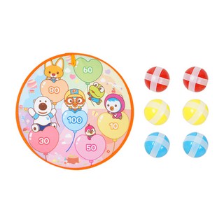 바니랜드 뽀로로 소프트 양면 다트판 + 찍찍이 공 6p, 혼합색상, 1세트