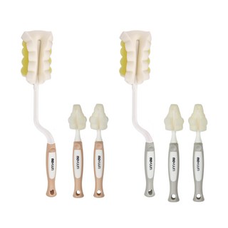 모윰 스펀지 젖병솔 2종 x + 젖꼭지솔 2종 x 2p 세트 코랄베이지 쿨그레이 1세트 상품 이미지