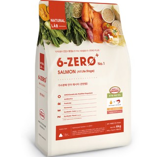 네츄럴랩 전연령 강아지 6 ZERO PLUS 1 건식사료, 연어, 6kg, 1개