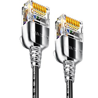 SAMZHE 울트라슬림 CAT6A 초고속 기가 랜선, 블랙, 1개, 1m