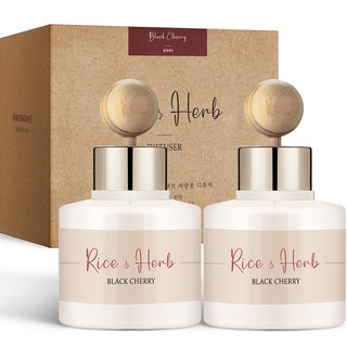살림백서 라이스 앤 허브 차량용 디퓨저 80ml 본품 2p + 우드볼 스틱 2p + 부착 스티커 2p 블랙체리 1세트 상품 이미지