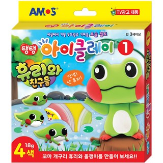 아모스 탱탱 아이클레이 휴리와친구들 1번, 흰색 + 검정 + 빨강 + 연두, 72g, 1개