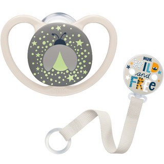 NUK Space夜光安撫奶嘴+專用奶嘴鍊組, 螢火蟲(奶嘴), S1(0~6個月), 1組