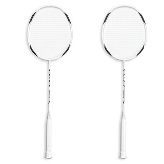 SmaxKorea 碳纖維羽球拍 2支+球拍包+握把 2入組 白&黑, 單品, 1組