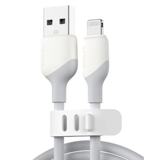 Gangjeong Life 2.4 A型-Apple 8pin一體式矽膠MFI快速充電線, 1個, 灰色, 1m