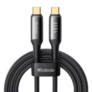 Mcdodo 麥多多 Type-C to Type-C USB4 Thunderbolt 8K PD超高速充電線 240W, 黑色, 1.2m, 1條