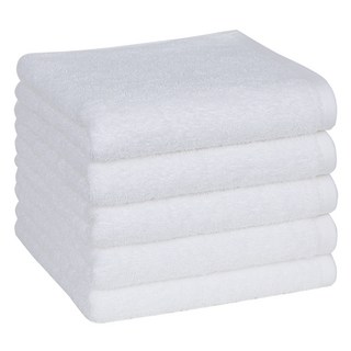 Moohan Towel 優質素色飯店洗臉毛巾 120g 20支棉紗, 白色, 5個