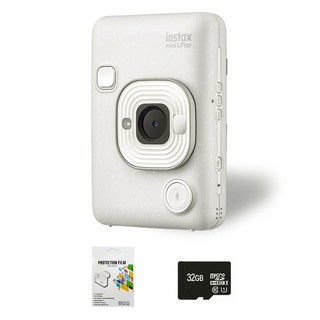 인스탁스 미니 리플레이 즉석카메라 미스티 화이트 + 32GB 메모리카드 + 보호필름 세트 FI043, 1세트