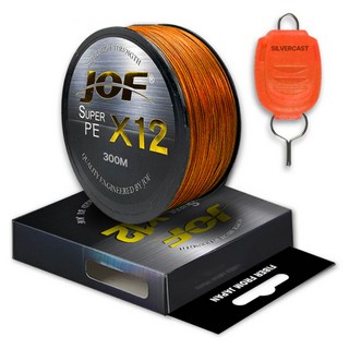 JOF 슈퍼 PE 12합사 낚시줄 300m + 실버캐스트 라인 스토퍼 세트, 오렌지낚시줄+랜덤발송라인스토퍼, 1세트