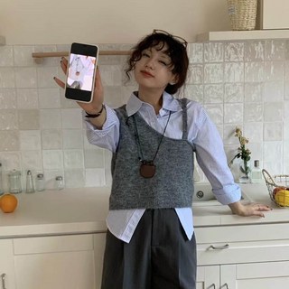앤드스타일 여성용 잉클 언발 뷔스티에 크롭 니트 조끼 263718