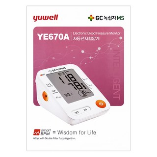 GC녹십자MS 유웰 가정용 자동 전자 혈압계 YE670A, 1개