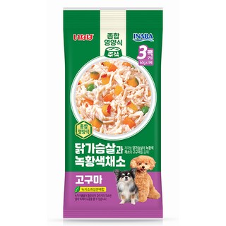 이나바 강아지 닭가슴살과 녹황색채소 파우치 QDR-141, 180g, 1개, 혼합맛(닭가슴살/채소/고구마)
