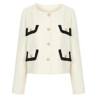 샐리 여성용 플랩포켓 배색 라운드 자켓 I4C-CJK032