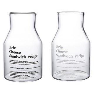 프렌치마르스 레시피 레터링 대용량 유리컵 700ml x 2종 세트 MMM2268, 화이트, 블랙, 1세트