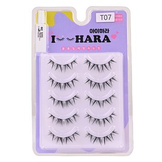 IHara Petit Up睫毛 2入*5組+膠組合 T07, 1組, 黑色