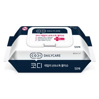 코디 데일리 손 앤 소독 물티슈 캡형, 60g, 50매, 1개
