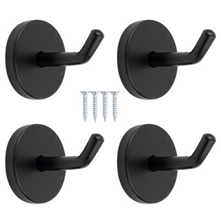 철물파크 스테인레스 스틸 돌출걸이 소 50mm 4개입 + 설치피스 세트, 블랙, 1개