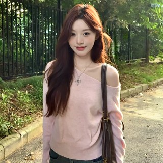 페이퍼먼츠 여성용 솔레이 언발란스 오프숄더 니트 티셔츠 10171