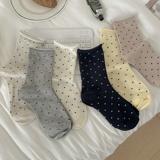 페이퍼먼츠 여성용 롤링 도트 귀여운 땡땡이 양말 6종 세트 10338