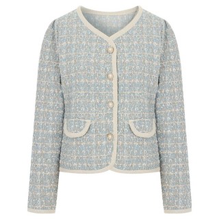 티뷰 여성용 칼라리스 진주 트위드 자켓 V5A-CJK008
