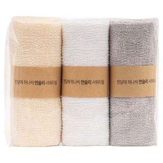 폴인홈 한달에 하나씩 먼슬리 저자극 누베 샤워타월, 1개, 3개입, 혼합색상
