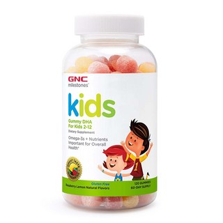 GNC 健安喜 milestones 兒童魚油軟糖 覆盆子檸檬口味, 2.8g, 120顆, 1罐