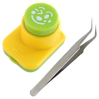 알콩 다양한 얼굴 김펀치 + 꾸미기 스텐 핀셋 세트, 옐로우 + 그린(김펀치), 1개