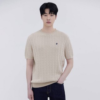 비버리힐스폴로클럽 라운드넥 꽈배기 케이블 반팔 니트