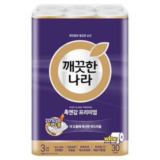 깨끗한나라 천연펄프 3겹 촉앤감 프리미엄 고급롤화장지, 1개, 30개입