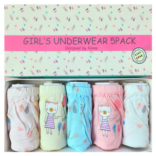 여아용 순면 풍선곰 삼각팬티 5종 세트