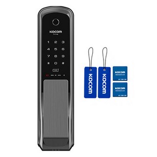 코콤 카드키 지문인식 무타공 푸시풀 스마트 현관문 도어락 메탈그레이 KDL-NP760, KDL-NP760(메탈그레이), 고객직접설치